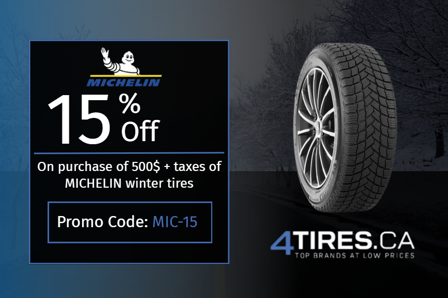 15 % de rabais sur pneus Michelin – Code promo MIC-15