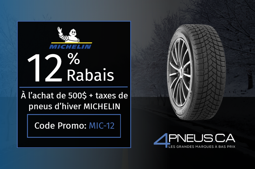 15 % de rabais sur pneus Michelin – Code promo MIC-15