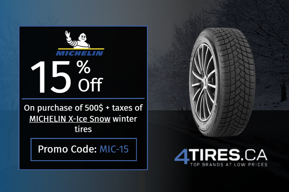 15 % de rabais sur pneus Michelin – Code promo MIC-15