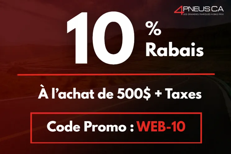 Promotion web 10 % de rabais pneus en ligne