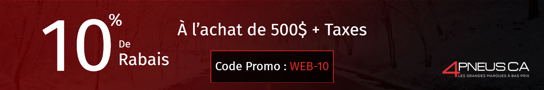 10 % de rabais sur tout achat de 500$ plus taxes &ndash; Code promo WEB-10